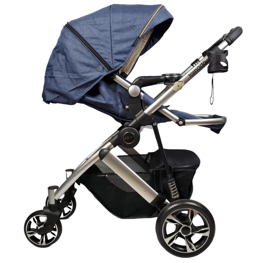 Aussie Baby Aya-Baby Tornado 4 Wheel Pram with Bassinet - Blue - Aussie Baby