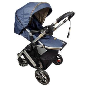 Aussie Baby Aya-Baby Tornado 4 Wheel Pram with Bassinet - Blue - Aussie Baby