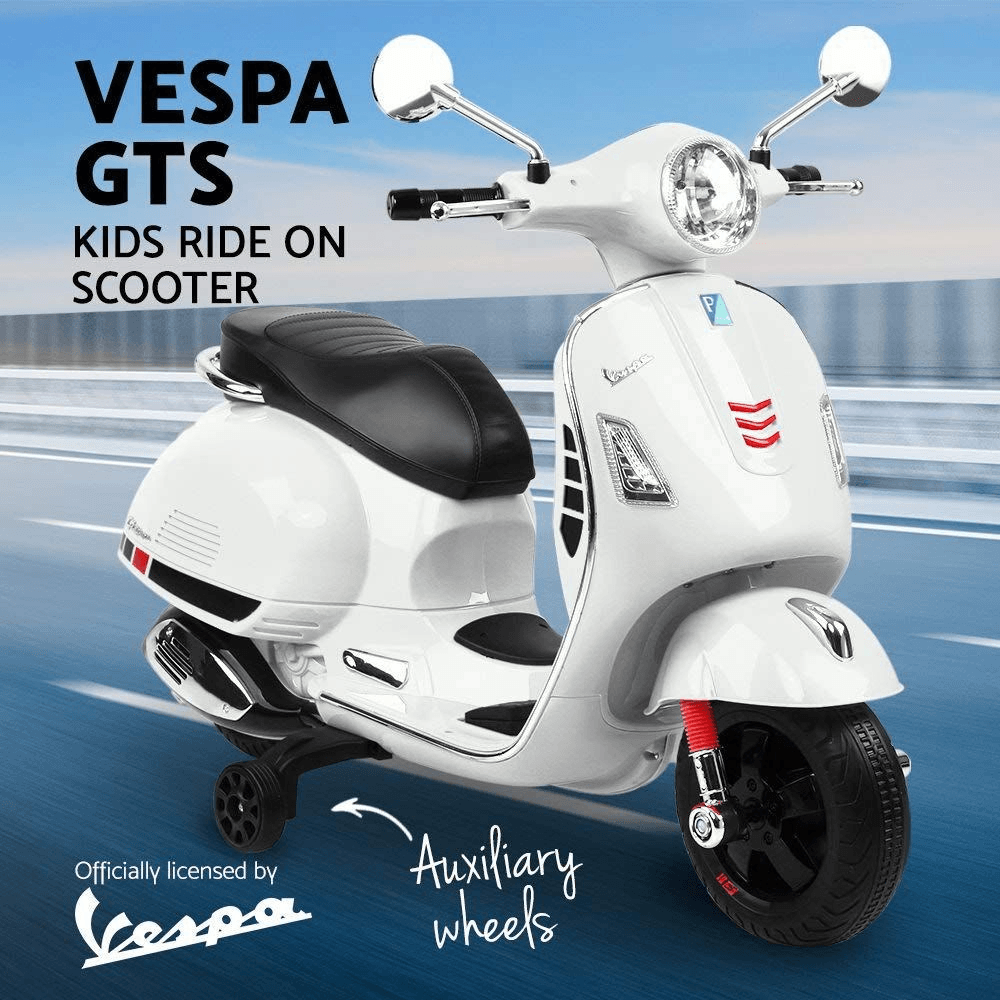 Vespa Licensed GTS 6V Ride On Motorbike - White - Aussie Baby