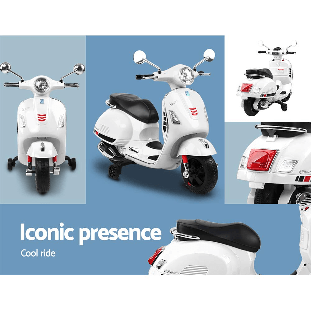 Vespa Licensed GTS 6V Ride On Motorbike - White - Aussie Baby