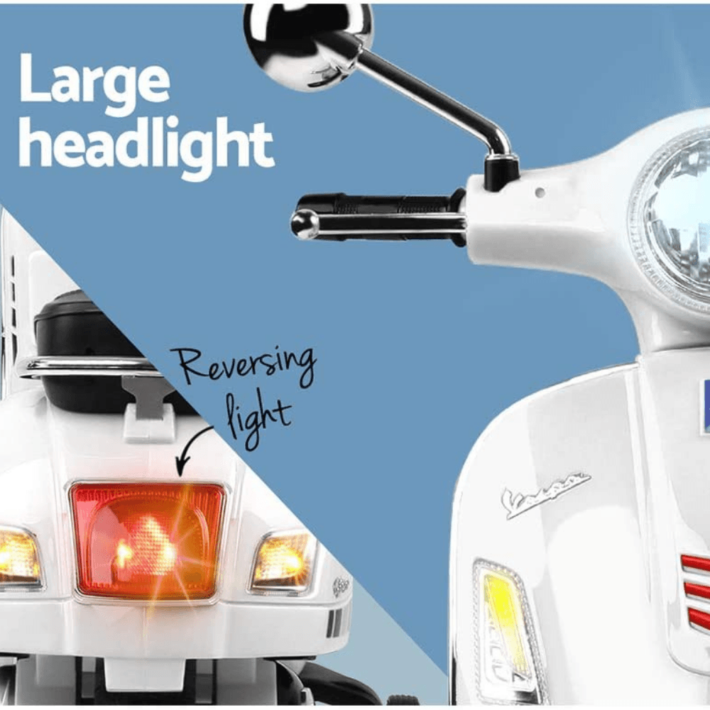 Vespa Licensed GTS 6V Ride On Motorbike - White - Aussie Baby
