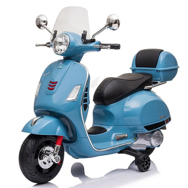 Vespa Licensed GTS 12V Kids Ride On Motorbike - Blue - Aussie Baby