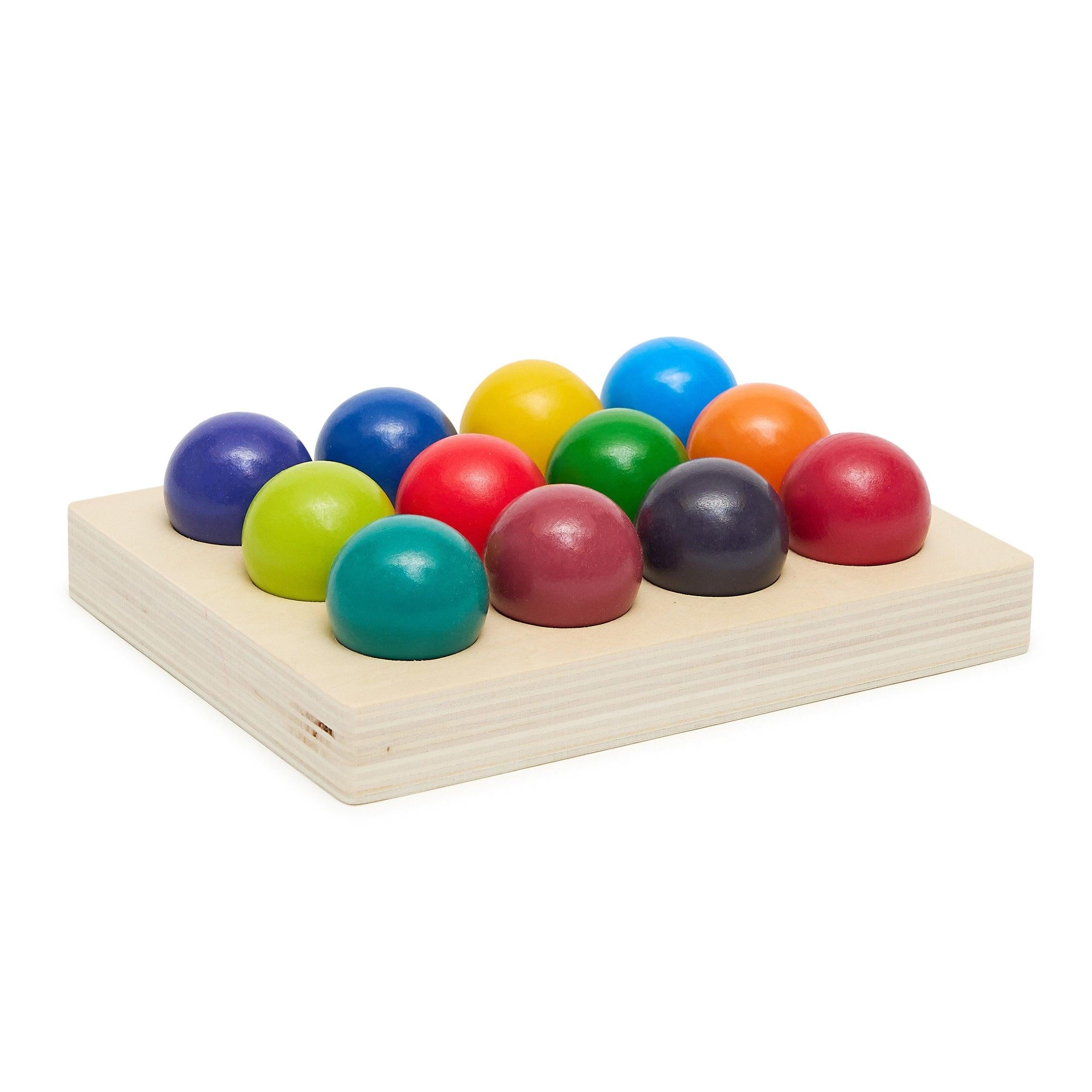 Wooden Coloured Matching Balls - Aussie Baby