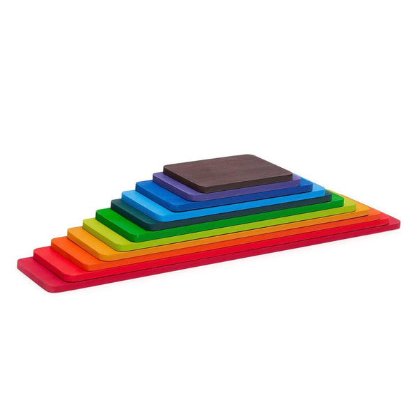 Wooden Rainbow Building Boards - 11 Pcs Rectangle Rainbow - Aussie Baby