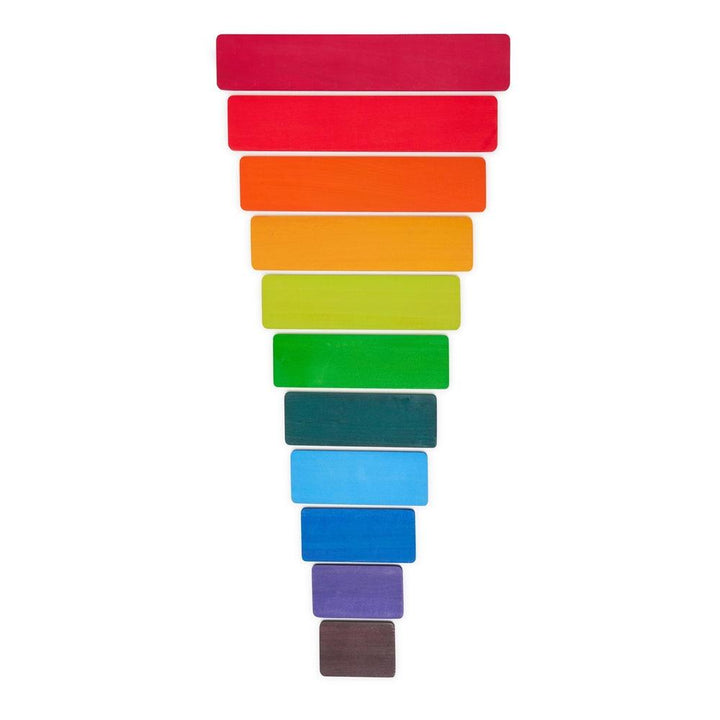 Wooden Rainbow Building Boards - 11 Pcs Rectangle Rainbow - Aussie Baby