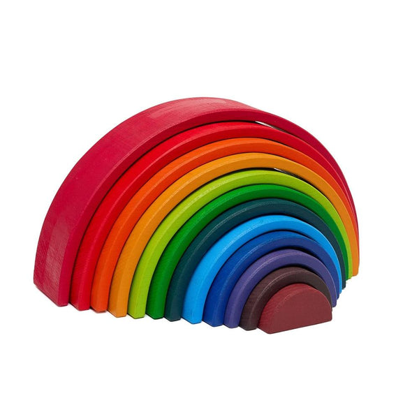 Wooden Rainbow Stacking Toys - 12 Pcs Building Blocks Set - Aussie Baby
