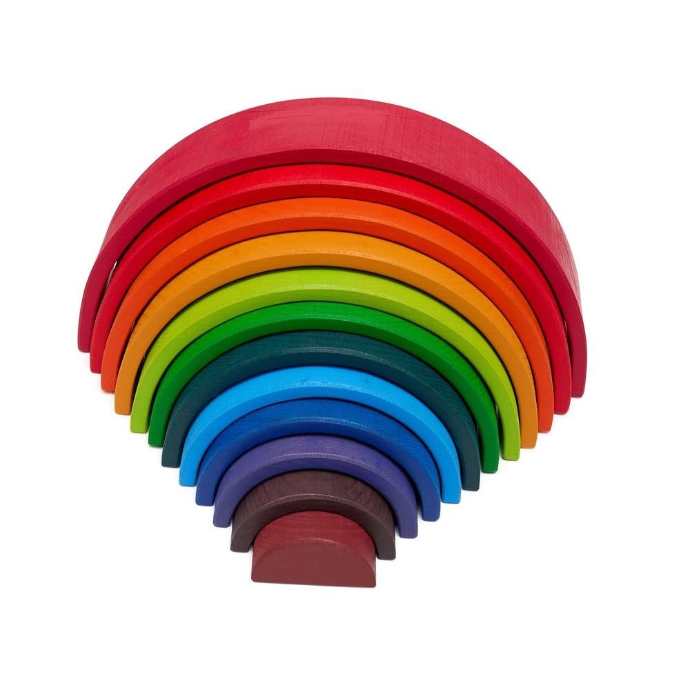 Wooden Rainbow Stacking Toys - 12 Pcs Building Blocks Set - Aussie Baby