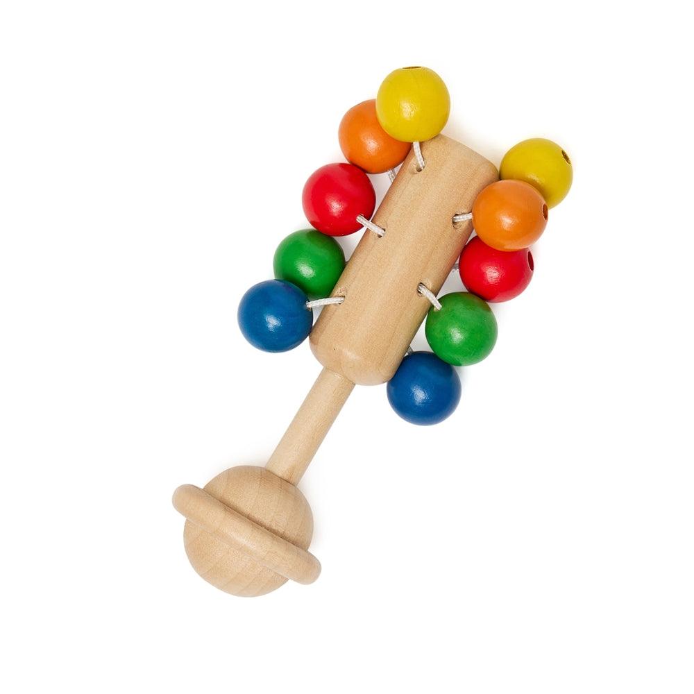 Wooden Rattle with Coloured Balls - Aussie Baby