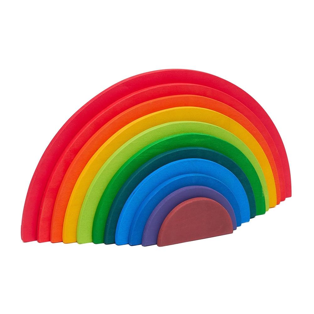 Wooden Semi-Circle 11 Pieces Rainbow Stacker Nesting Puzzle Blocks - Aussie Baby
