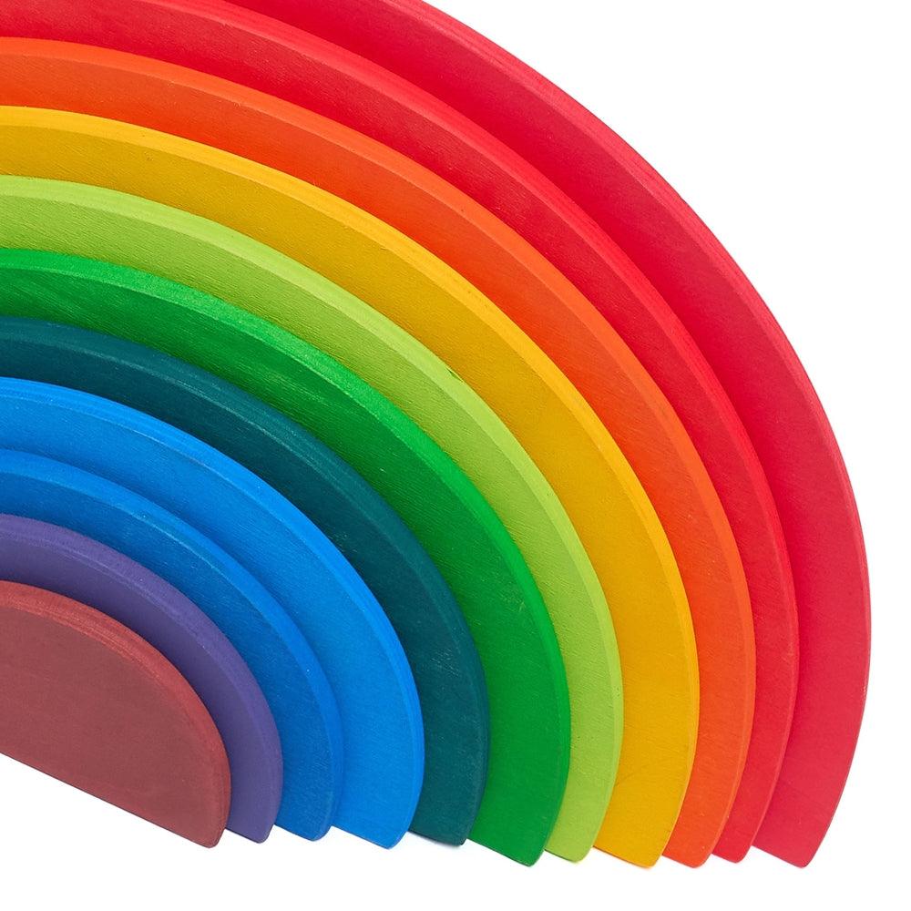 Wooden Semi-Circle 11 Pieces Rainbow Stacker Nesting Puzzle Blocks - Aussie Baby