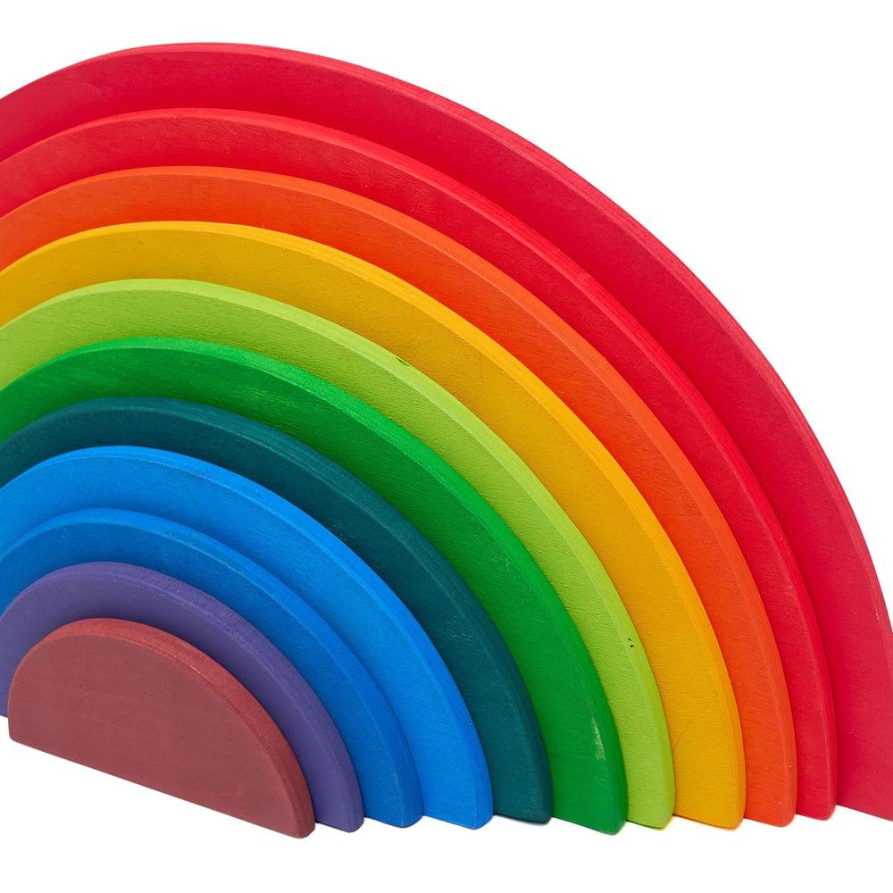 Wooden Semi-Circle 11 Pieces Rainbow Stacker Nesting Puzzle Blocks - Aussie Baby