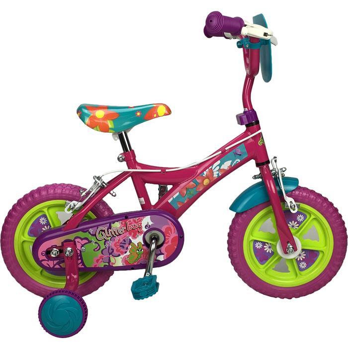 Sparkle Fuchsia Flower 12 Inch Girls Bike Pavement Cycle with Training Wheel - Aussie Baby