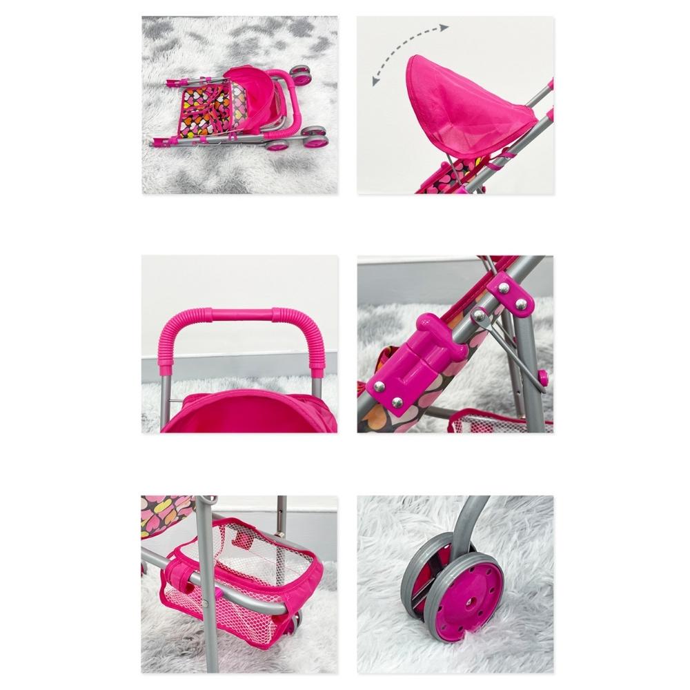 Aussie Baby Polka Dots Foldable Doll Buggy Stroller
