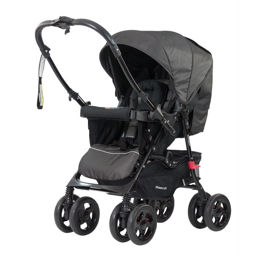 Steelcraft Acclaim Reverse Handle Stroller - Graphite Melange - Aussie Baby