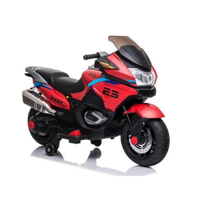 Kids Ride On Motorcycle Electric Battery Powered Leather Seat - Red - Aussie Baby
