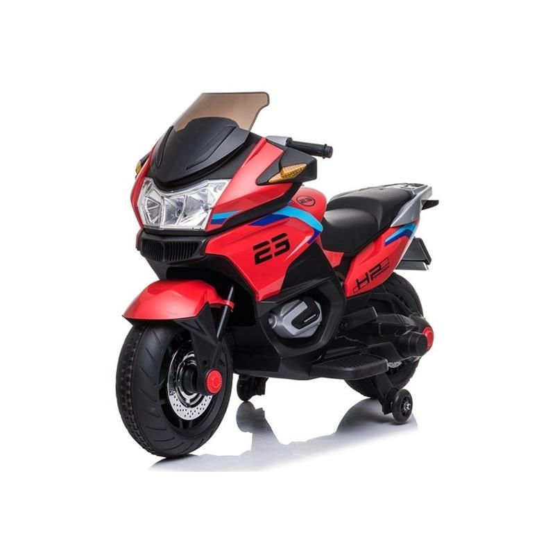Kids Ride On Motorcycle Electric Battery Powered Leather Seat - Red - Aussie Baby