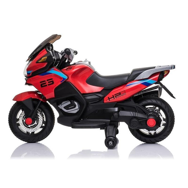 Kids Ride On Motorcycle Electric Battery Powered Leather Seat - Red - Aussie Baby