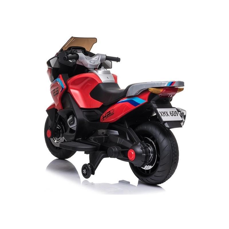 Kids Ride On Motorcycle Electric Battery Powered Leather Seat - Red - Aussie Baby