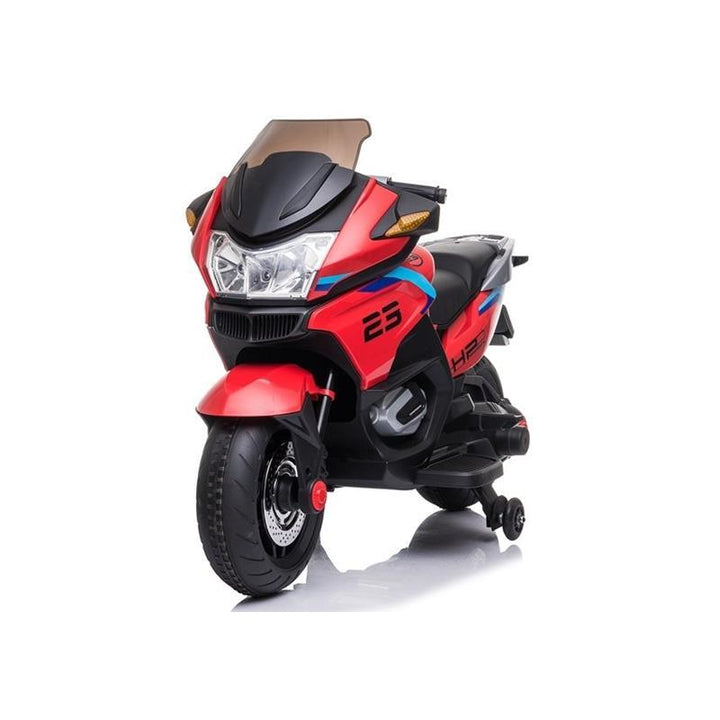 Kids Ride On Motorcycle Electric Battery Powered Leather Seat - Red - Aussie Baby