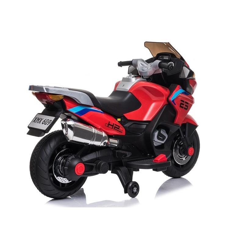 Kids Ride On Motorcycle Electric Battery Powered Leather Seat - Red - Aussie Baby