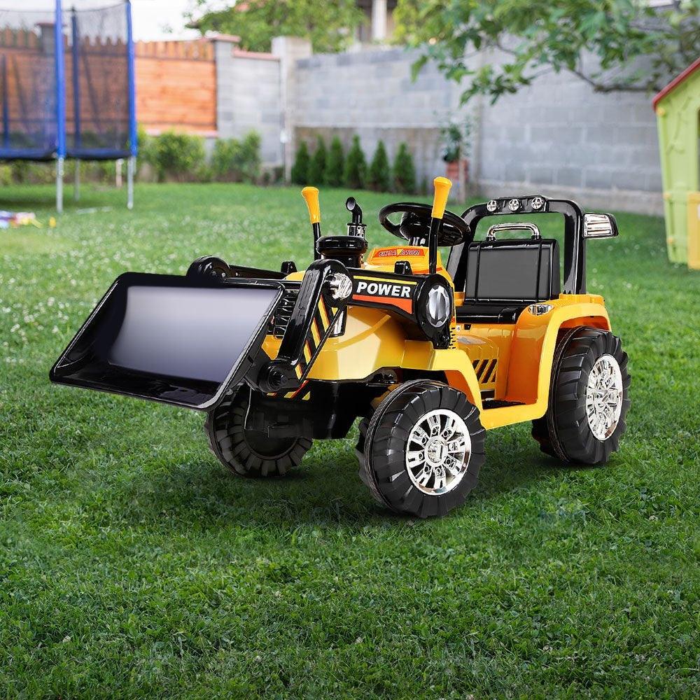 Kids 12V Electric Ride-on Bulldozer - Yellow - Aussie Baby