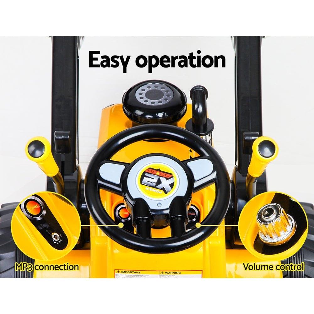Kids 12V Electric Ride-on Bulldozer - Yellow - Aussie Baby