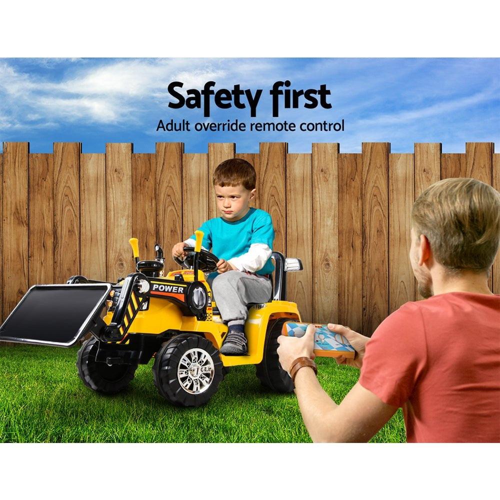 Kids 12V Electric Ride-on Bulldozer - Yellow - Aussie Baby