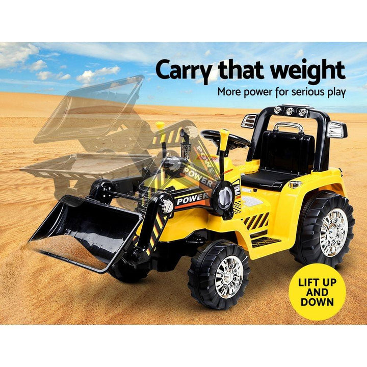 Kids 12V Electric Ride-on Bulldozer - Yellow - Aussie Baby