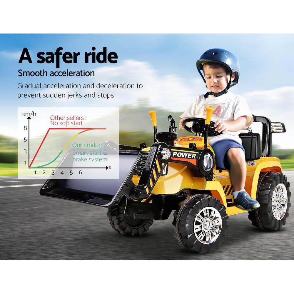 Kids 12V Electric Ride-on Bulldozer - Yellow - Aussie Baby