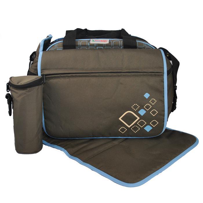 Out & About Carry All Travel Nappy Bag w/ Thermal Bottle Holder - Blue - Aussie Baby